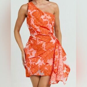 Showpo One Shoulder Orange Floral Dress